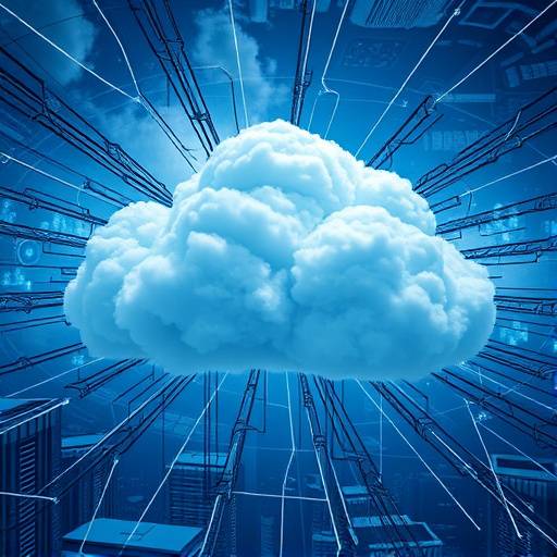 Cloud computing network infrastructure illustration.