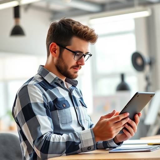 Graphic designer working on a digital illustration on a tablet.