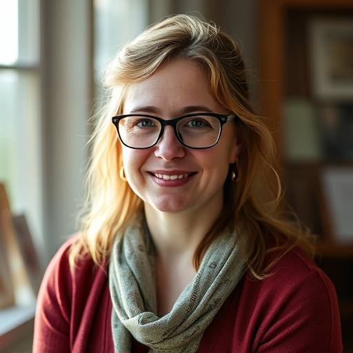 Portrait of Professor Emily Carter, an art professor with a creative aura.